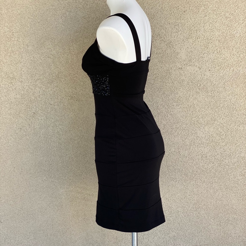 Mini Black Layered Bandage Cocktail Dress - Picture 2 of 3
